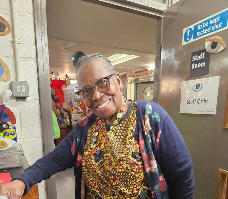 A volunteer sorting rescued materials fresh into the store